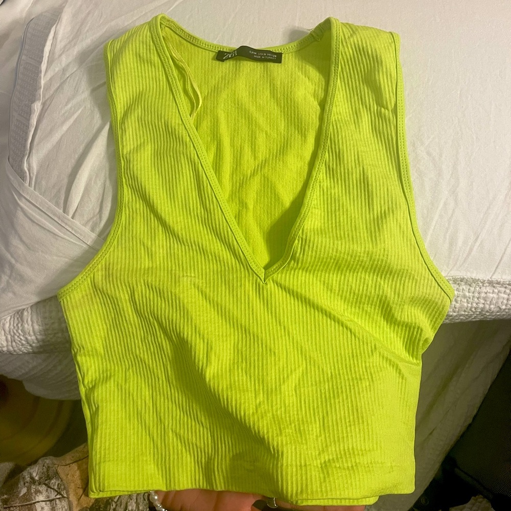 Zara V Neck Lime green tank